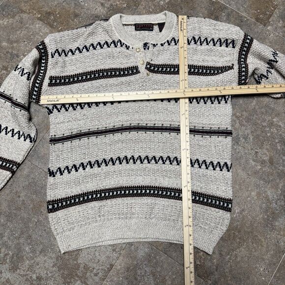 VTG Jantzen Pullover Sweater 100% Cotton Beige XL Fair Isle Fisherman Grandpa - Picture 5 of 9